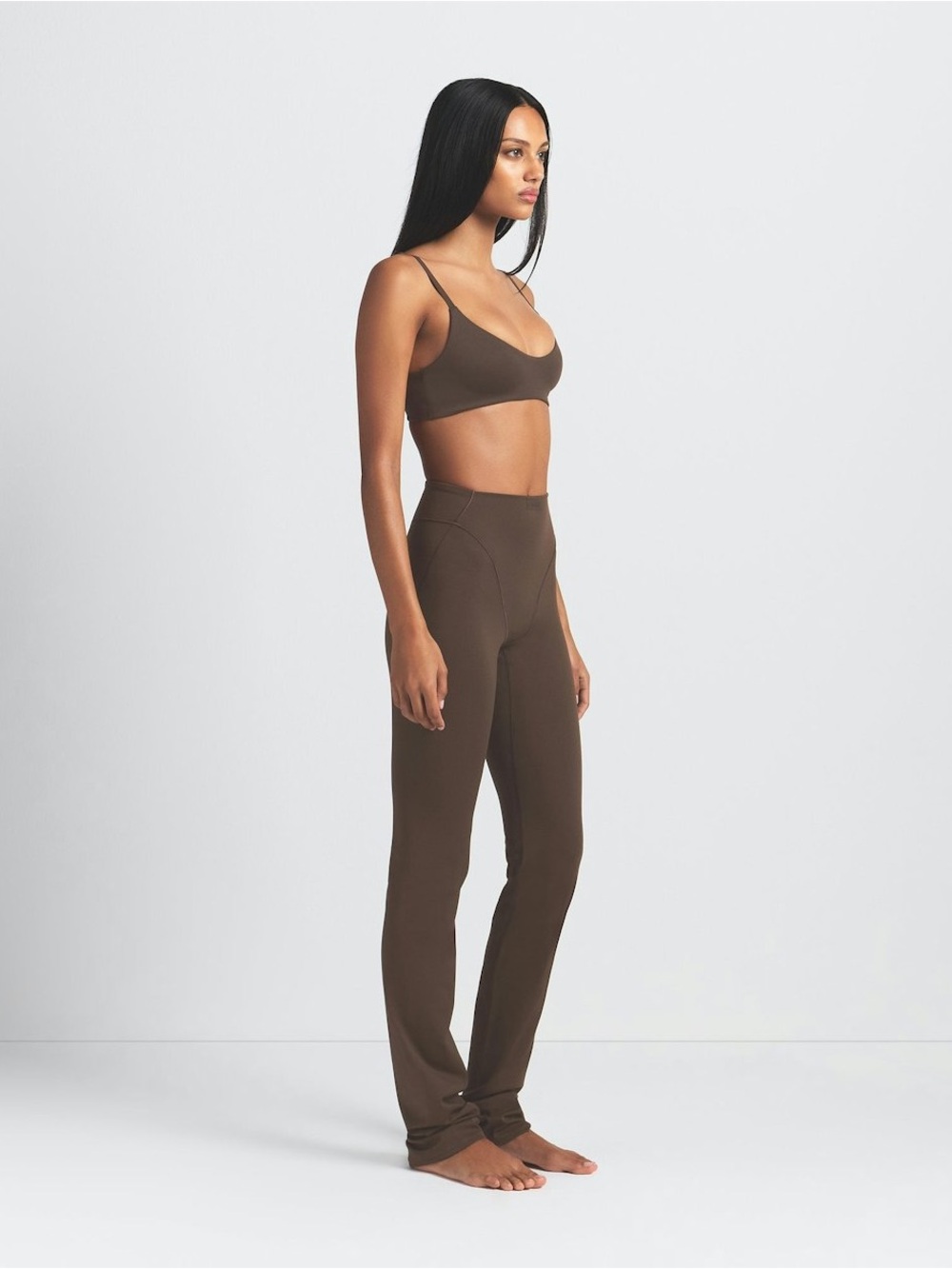 NIKE SKIMS V PANEL STRAIGHT LEGGINGS DARK SEPIA M - Picture 3 of 9